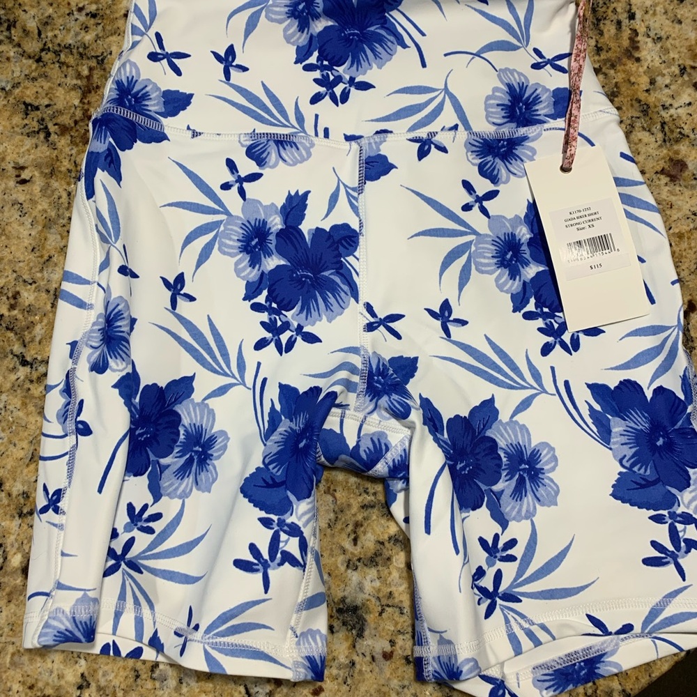 Giada Strong Current XS Floral Blue and White Women's Bike Shorts